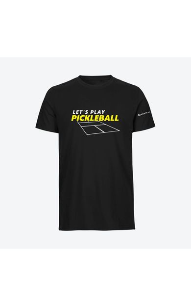 Dropick "Let’s Play Pickleball" Unisex Pickleball Tişörtü Siyah - Yetişkin