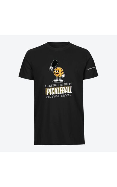 Dropick "Hazır Mısın Pickleball Oynamaya?" Unisex Siyah Pickleball Tişört - Yetişkin