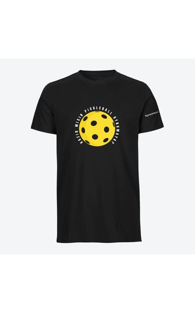 Dropick "Hazır Mısın Dev Pickleball Topu" Unisex Siyah Pickleball Tişört - Yetişkin
