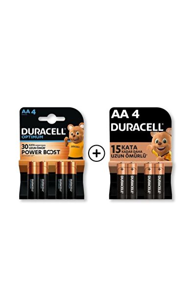 Optimum AA Alkalin Kalem Pil 4’lü Paket + AA Alkalin Kalem Pil 4'lü Paket