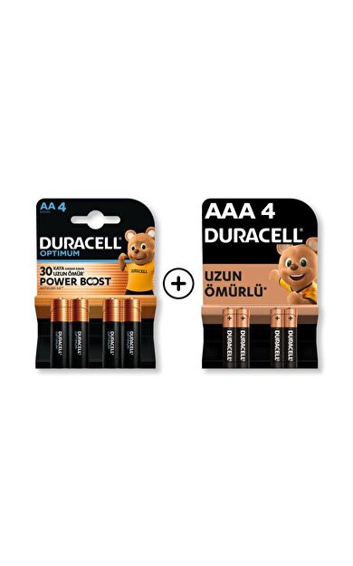 Optimum AA Alkalin Kalem Pil 4’lü paket + AAA Alkalin İnce Kalem Pil 4'lü Paket