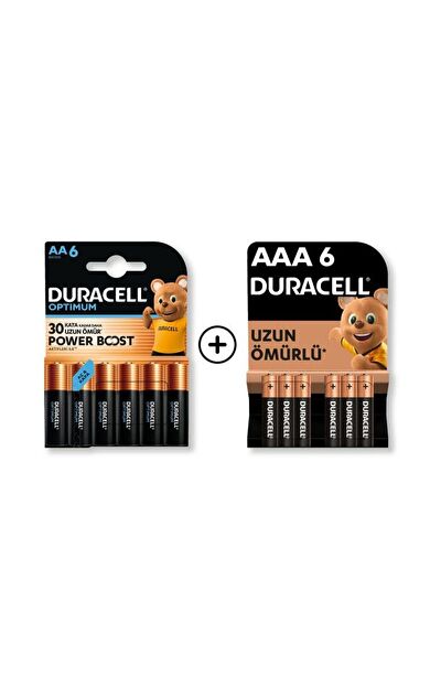 Optimum AA Alkalin Kalem Pil 6’lı Paket + AAA Alkalin İnce Kalem Pil 6'lı Paket
