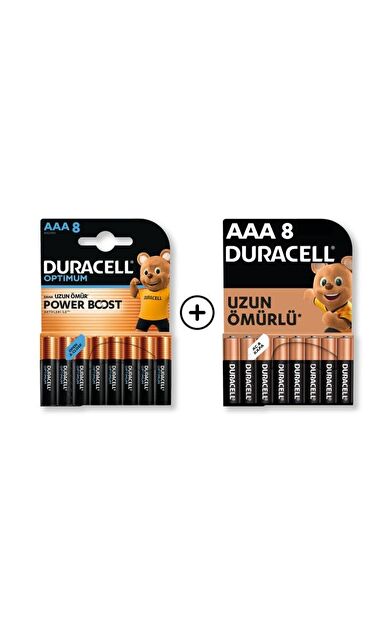 Optimum AAA Alkalin Kalem Pil 8’li Paket + AAA Alkalin Kalem Pil 8'li Paket