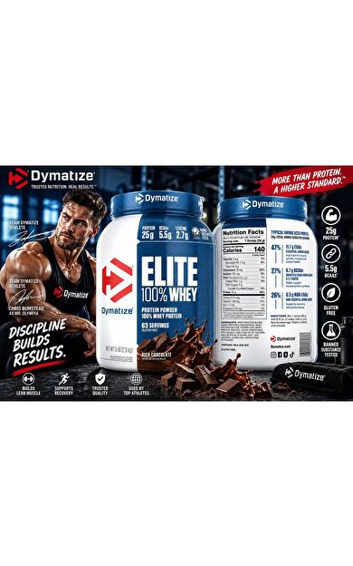 Dymatize , Elite 100% Whey® Protein Powder, Rich Chocolate, 5 lbs (2.3 kg)