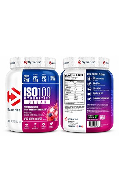 Dymatize Iso 100 Hydrolyzed İzole Clear Protein 512 Gr - Wild berry Lollipop flavour