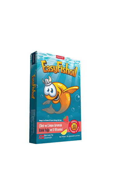 Easy Fish Oil Çilek ve Limon Aromalı Balık Yağı ve D Vitamini 30 Çiğnenebilir Jel