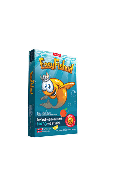 Easy Fish Oil Portakal ve Limon Aromalı Balık Yağı ve D Vitamini 30 Çiğnenebilir Form