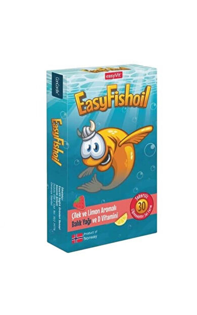 EasyFishoil Çocuk Çilek ve Limon Aromalı 30 Çiğneme Tableti