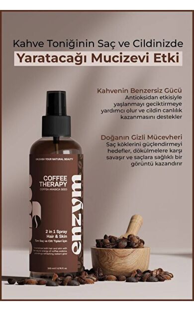 Doğal Kahve Toniği Saç (dökülme karşıtı, onarıcı) ve Cilt Bakımı (ton eşitleme, antioksidan) 200 ml