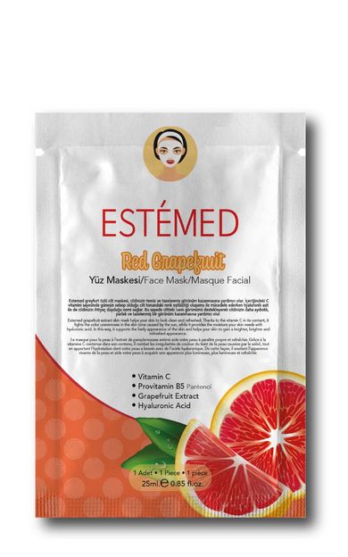 ESTEMED Kırmızı Greyfurt Kağıt Maske-red Grapefruit Sheet Mask 