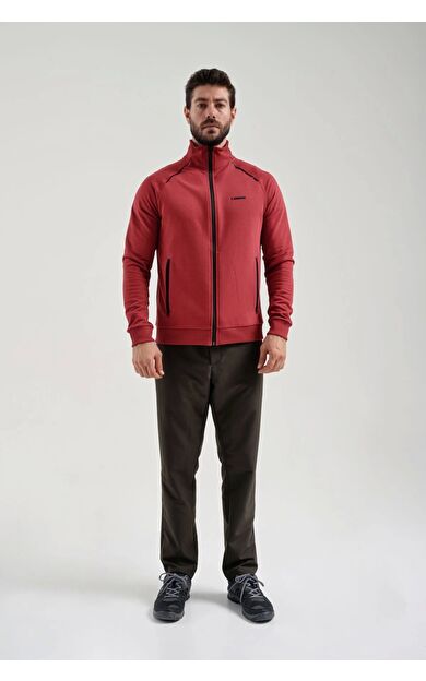 Exuma Erkek Tam Fermuarlı Sweatshırt 2419002 657-red
