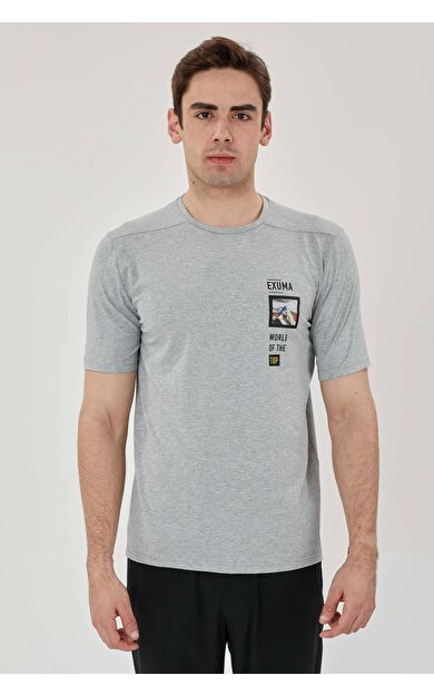 Exuma Erkek Baskılı T-shırt 1412049 Grey