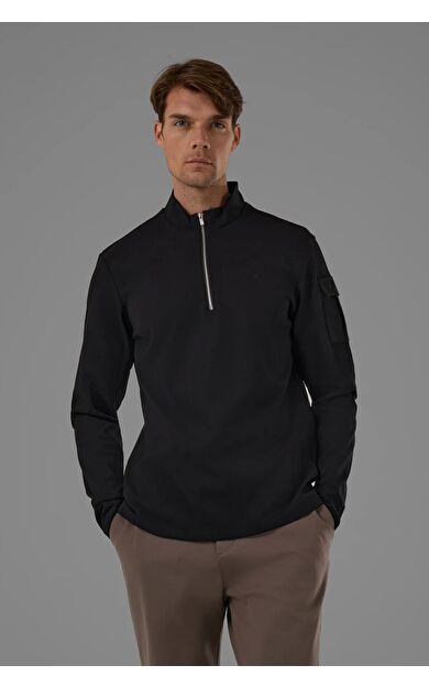 Exuma Erkek Kayıkçı Yaka Sweatshırt 2519009 Siyah