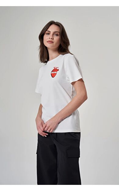 Exuma Baskılı Kadın T-shırt -1522109 Beyaz