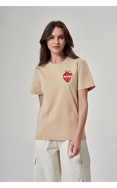 Exuma Baskılı Kadın T-shırt -1522109 Bej