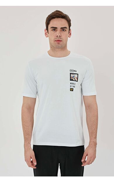 Exuma Erkek Baskılı T-shırt 1412049 Whıte