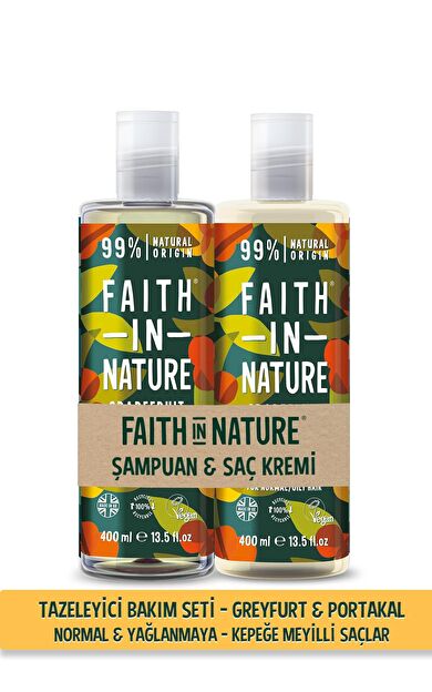 Faith In Nature  %99 Doğal Tazeleyici Şampuan&Saç Kremi Greyfurt&Portakal
