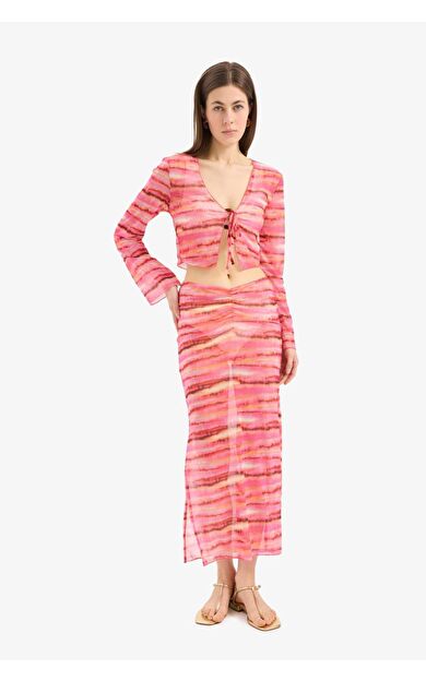 DeFactoFit Fall in Love Degrade Tül Maxi Plaj Eteği