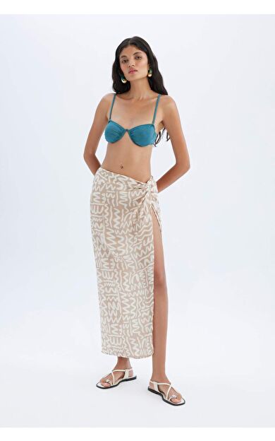 Fall in Love Desenli Yırtmaçlı Plaj Eteği C6104AXNSBG65