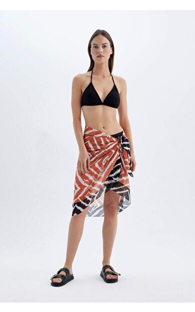 DeFacto Fall in Love Standart Fit Desenli Vual Pareo D0966AX24SMBK27