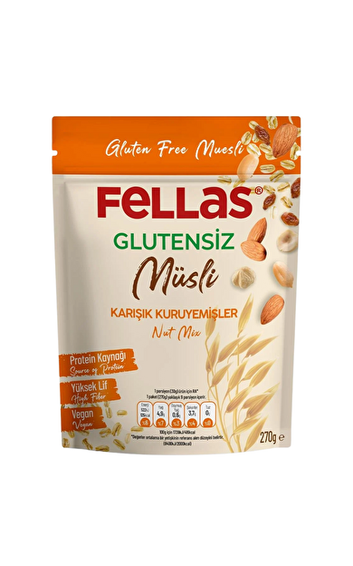 FELLAS Glutensiz Müsli Karışık Kuruyemişli 270g