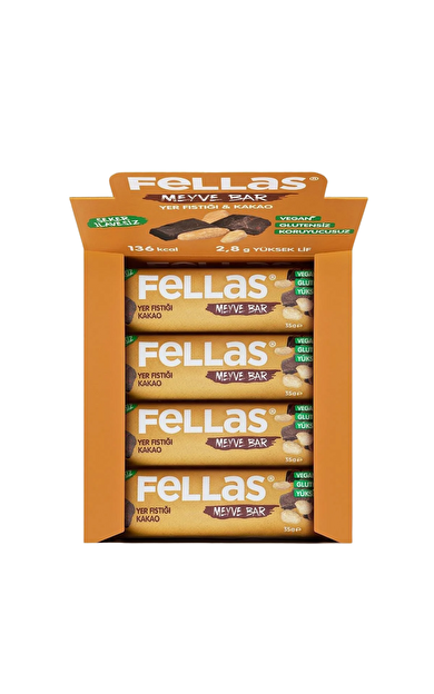 FELLAS Meyve Bar - Yer Fıstığı ve Kakaolu 35g x 12 Adet