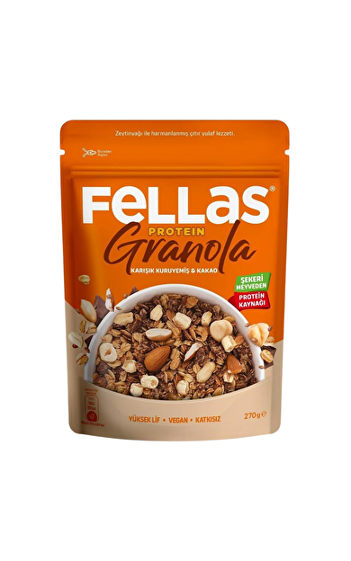 FELLAS Protein Granola Karışık Kuruyemiş Kakao 270g