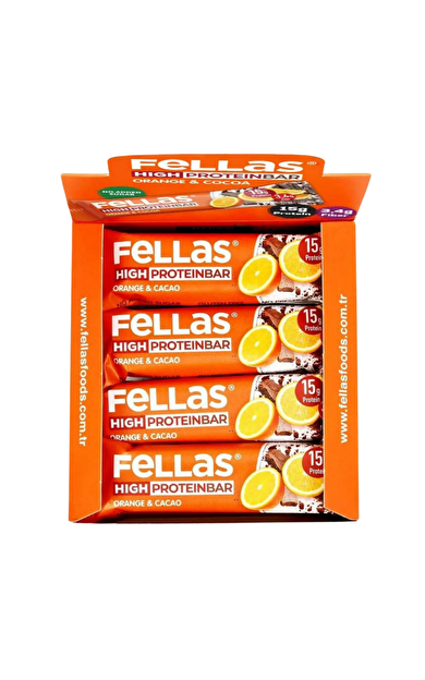 FELLAS Yüksek Protein Bar - Portakal & Kakao 45g x 12 Adet