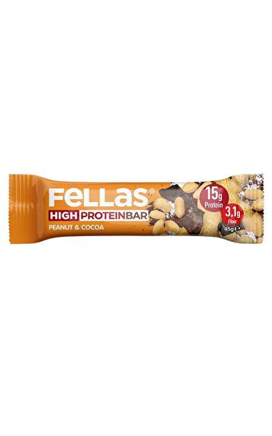 FELLAS Yüksek Protein Bar Yer Fıstıklı ve Kakaolu 45g