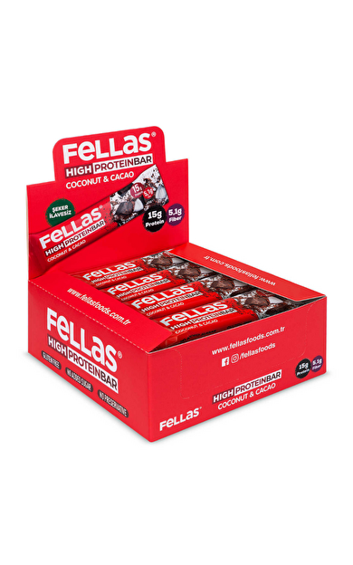 FELLAS Yüksek Protein Bar - Hindistan Cevizli ve Kakaolu 45g X 12