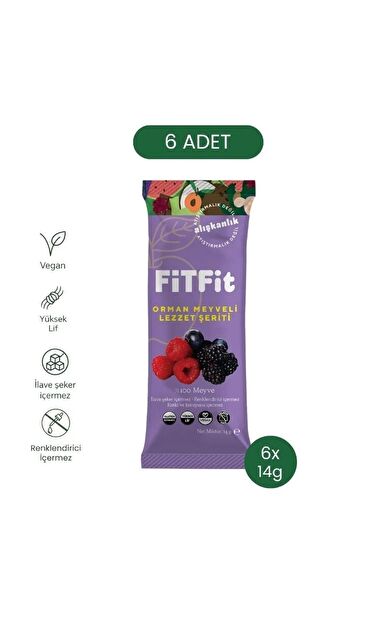 FitFit Orman Meyveli Pestil Glutensiz ve Doğal Meyve Atıştırmalığı 14 GR X 6 ADET