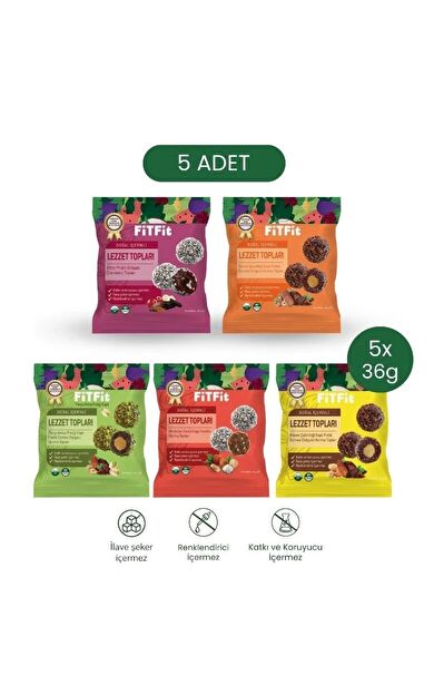 FitFit Lezzet Topları Deneme Paketi 5’li – 5 Farklı Çeşit 36 gr x 5 ADET