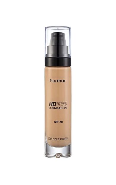 Flormar Invisible Cover HD Hafif Yapılı & Yarı Parlak Bitişli SPF30 Fondöten 080 SOFT BEIGE
