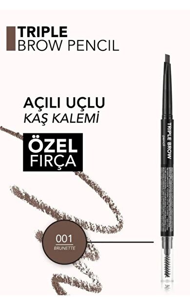 Triple Brow 3ü 1 Arada Kremsi Dokulu Kaş Makyaj Kalemi 001 BEIGE