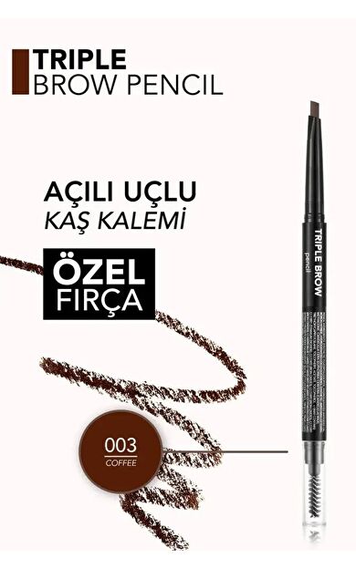 Triple Brow 3ü 1 Arada Kremsi Dokulu Kaş Makyaj Kalemi 003 BROWN