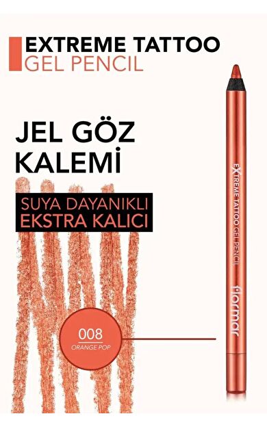 Extreme Tattoo Yüksek Pigmentli & Doğal Işıltılı Jel Göz Kalemi 008 ORANGE POP