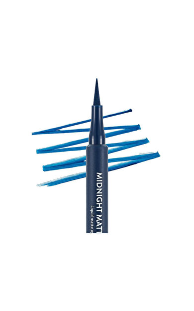Flormar Midnight Matte Yüksek Pigmentli & Mat Bitişli Likit Göz Kalemi 03 Dark Blue