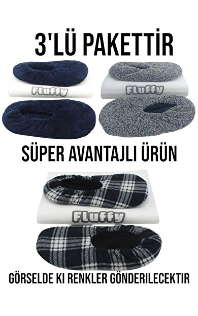 3'lü Paket, Erkek Patik, Welsoft Kumaş, Terlik, Ev Babeti, Kaymaz, Ses Yapmaz ve Sünger Taban