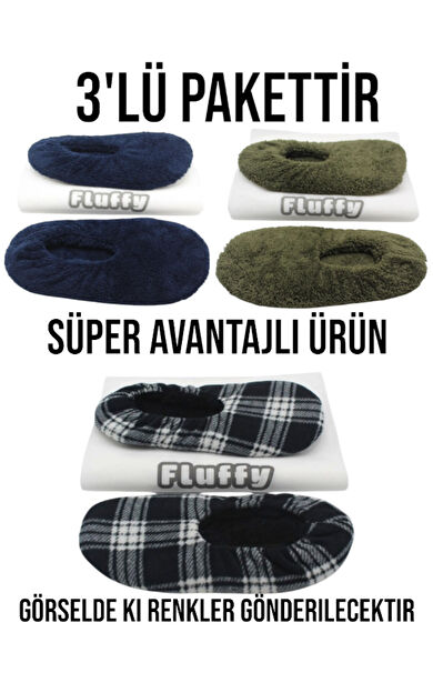 3'lü Paket, Erkek Patik, Welsoft Kumaş, Terlik, Ev Babeti, Kaymaz, Ses Yapmaz ve Sünger Taban