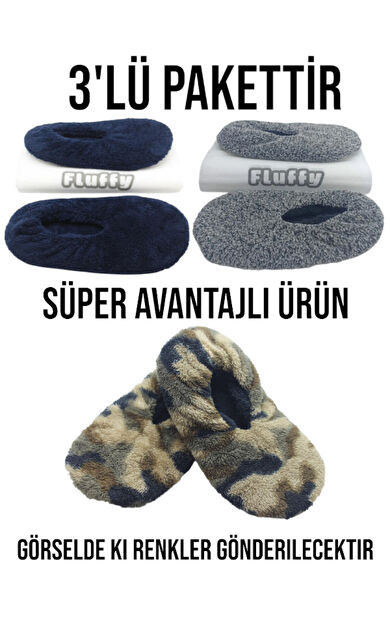 3'lü Paket, Erkek Patik, Welsoft Kumaş, Terlik, Ev Babeti, Kaymaz, Ses Yapmaz ve Sünger Taban