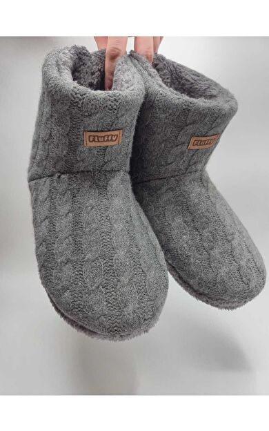 Triko Dona, Polar, İçi Peluş, Kalın ve Kaydırmaz Taban Erkek Ev Pandufu Botu