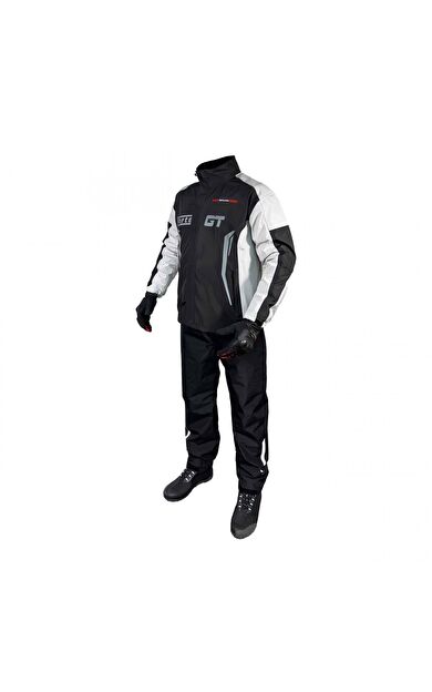 FORTE GT 2001140 Motosiklet Yağmurluk Takım Alt Üst Cepli Şık Takım Tam Koruma Taş Siyah L Beden
