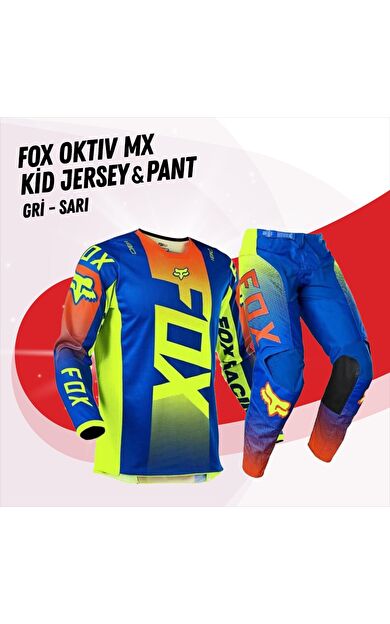 FOX Oktıv MX Mavi Çocuk Jersey Pantolon Takım