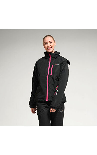 FreeCamp Kadın Kayak Montu-SİYAH-PEMBE