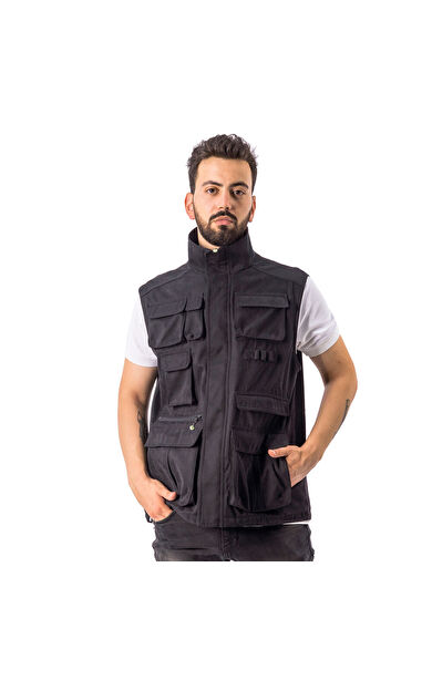FreeCamp Vest Erkek Balıkçı Yelek-SİYAH