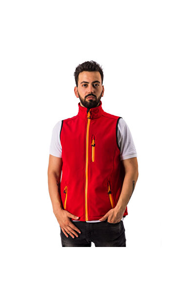 FreeCamp Vest Erkek Softshell Yelek-KIRMIZI