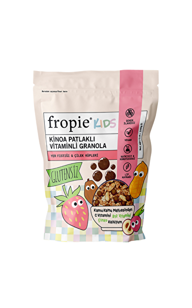 FROPİE Kinoa Patlaklı Vitaminli Yer Fıstığı & Çilek Küpleri 240g