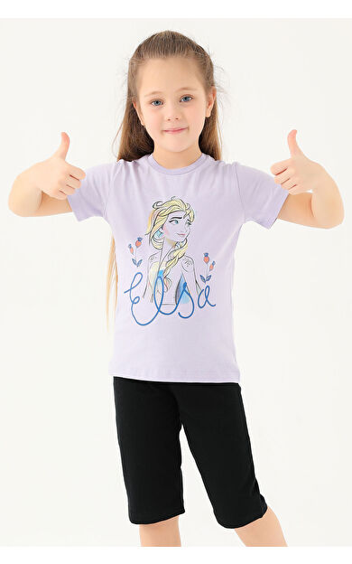 Frozen D4803-2 Kız Çocuk Kısa Kol Pijama Takım Lila Lila