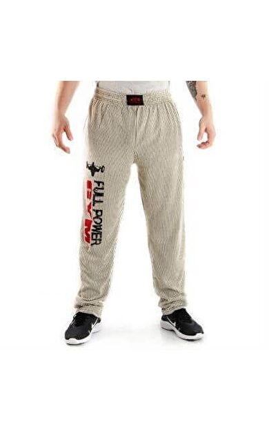 Full Power Gym Alt Eşofman Beyaz Siyah Çizgili