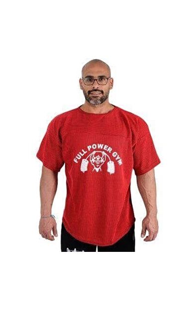 Full Power Gym Ragtop Tişört Kırmızı Siyah Çizgili